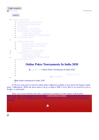 Online Poker Tournaments In India 2020