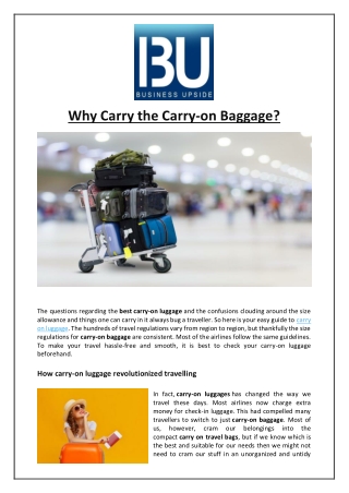 Why Carry the Carry-on Baggage?