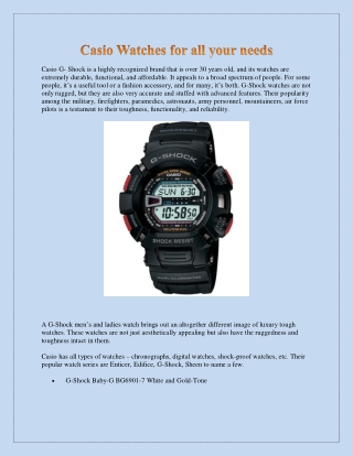 Casio Watches for all your needs