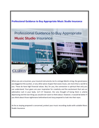 Professional Guidance to Buy Appropriate Music Studio Insurance