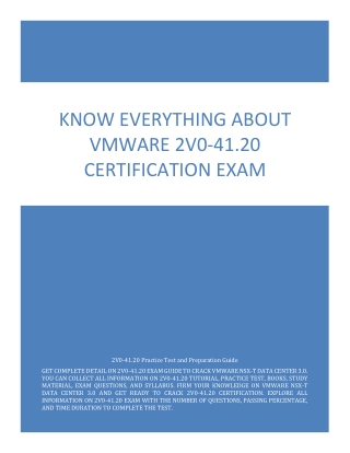 Know Everything About VMware 2V0-41.20 Certification Exam