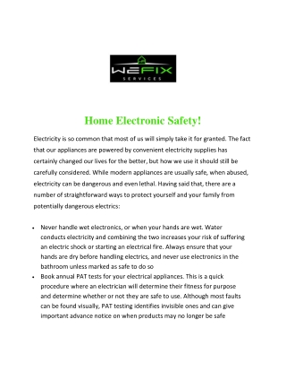 Home Electronic Safety!