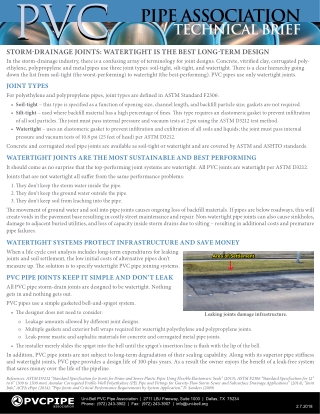 STORM-DRAINAGE JOINTS: WATERTIGHT IS THE BEST LONG-TERM DESIGN