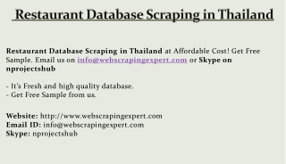 Restaurant Database Scraping in Thailand