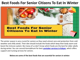 Best Winter Food for senior citizens to consume