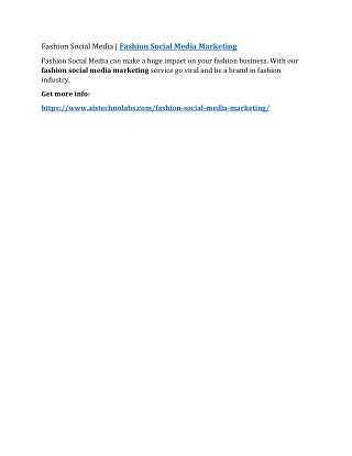 Fashion Social Media | Fashion Social Media Marketing
