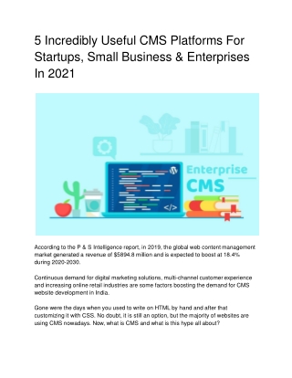 5 Incredibly Useful CMS Platforms For Startups, Small Business & Enterprises In 2021