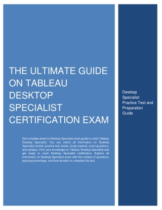 The Ultimate Guide on Tableau Desktop Specialist Certification Exam