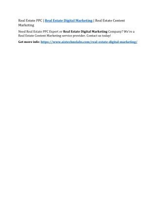 Real Estate PPC | Real Estate Digital Marketing | Real Estate Content Marketing