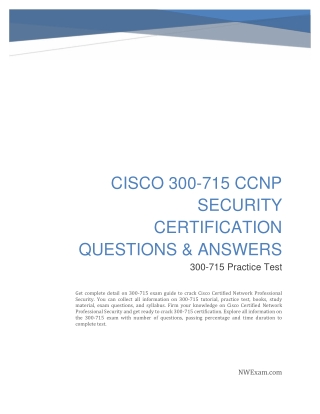 Cisco 300-715 CCNP Security Certification Questions & Answers