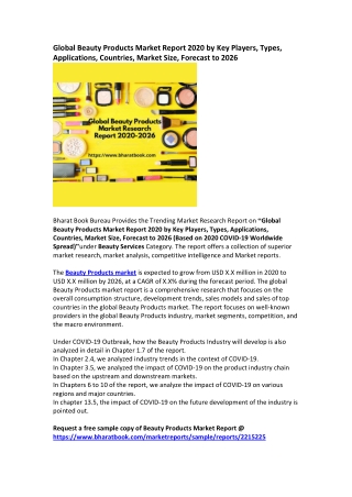 Global Beauty Products Market Research Report 2020-2026