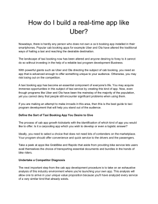 How do I build a real-time app like Uber?