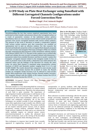 A CFD Study on Plate Heat Exchanger using Nanofluid with Different Corrugated Channels Configurations under Forced Conve