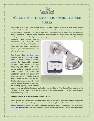 Where to Get Low-cost Stop in Time Shower Timer?