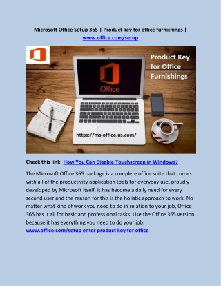 Microsoft Office Setup 365 | Product key for office furnishings | www.office.com/setup
