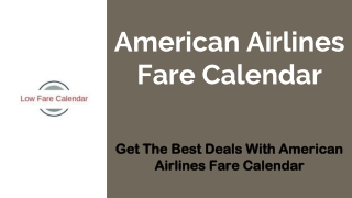 American Airlines Fare Calendar