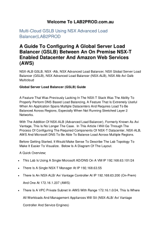 NSX Global Server Load Balancer (GSLB)