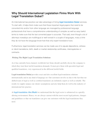 Why Should International Legislation Firms Work With Legal Translation Dubai?