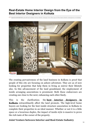 Real-Estate Home Interior Design from the Eye of the Best Interior Designers in Kolkata