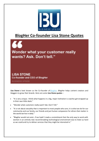 BlogHer Co-founder Lisa Stone Quotes