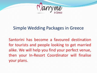 Simple Wedding Packages in Greece