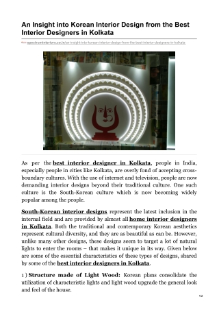 An Insight into Korean Interior Design from the Best Interior Designers in Kolkata