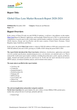 Glass Lens Market Research Report 2020-2024