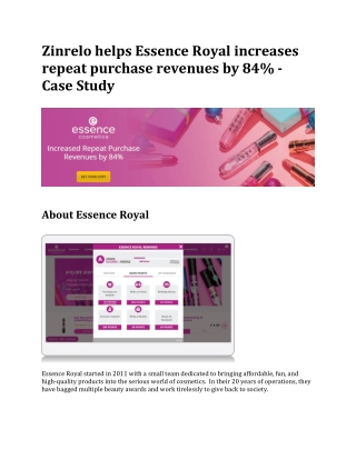 Zinrelo helps Essence Royal increases repeat purchase revenues by 84% - Case Study