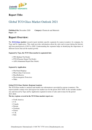 TCO Glass Market Outlook 2021