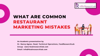 COMMON MISTAKES IN RESTAURANT MARKETING - Foodresearchlab