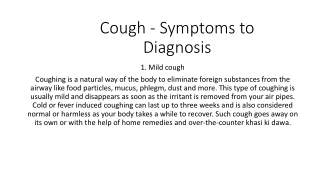 Cough - Symptoms to Diagnosis