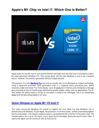 Apple's M1 Chip Vs Intel's I7 Chip: Which One Will Win The Battle?