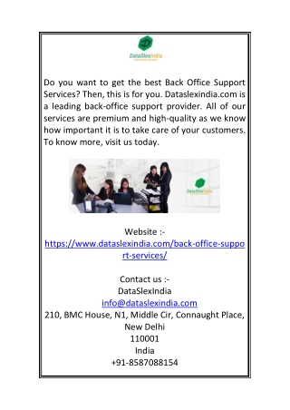 Back Office Support Services | DataSlexIndia