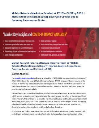 Mobile Robotics Market 2020