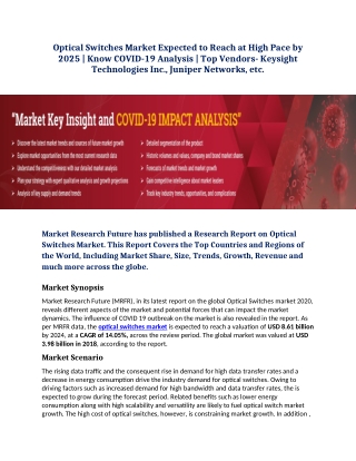 Optical Switches Market 2020