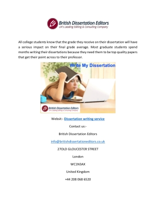 Best Dissertation Writing Service | British Dissertation Editors.co.uk