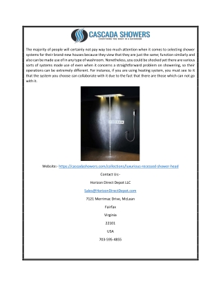 Recessed ceiling shower head | CASCADA SHOWERS