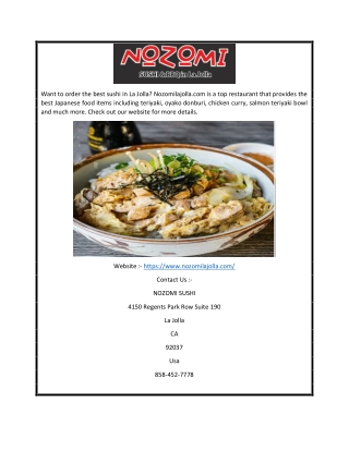La Jolla Sushi | Nozomilajolla.com