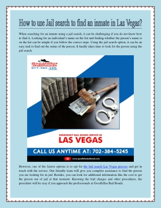 How to use Jail search to find an inmate in Las Vegas?