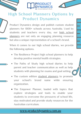 High School Planners Options by Product Dynamics