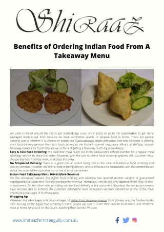 Benefits of Ordering Indian Food From A Takeaway Menu