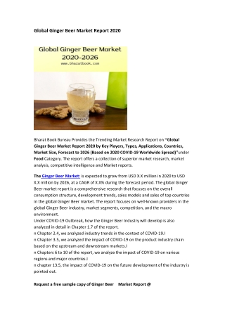 Global Ginger Beer Market Report 2020