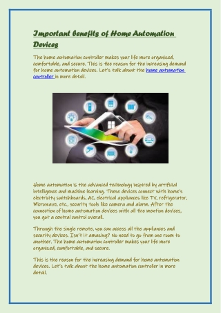 Important benefits of Home Automation Devices