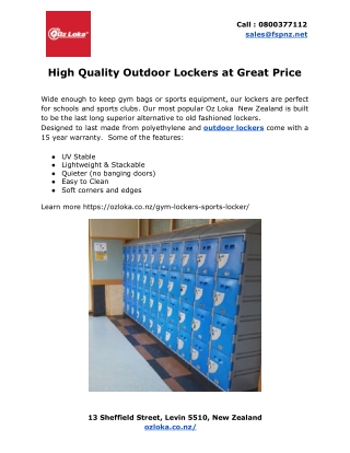 High Quality Outdoor Lockers at Great Price