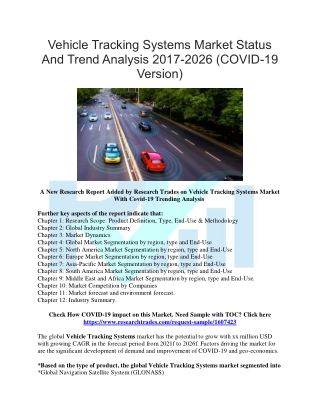 Vehicle Tracking Systems Market Status And Trend Analysis 2017-2026 (COVID-19 Version)