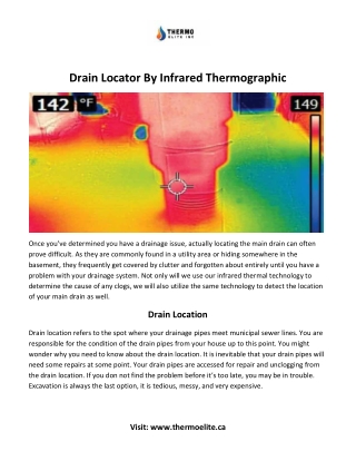 Drain locator with Infrared Thermographic Imaging in Montreal