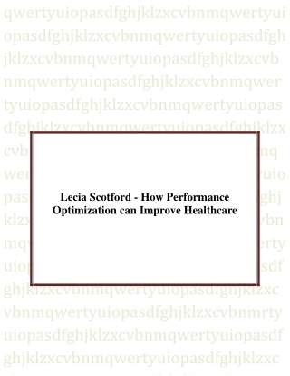 Lecia Scotford - Improving Patient Safety in Hospitals