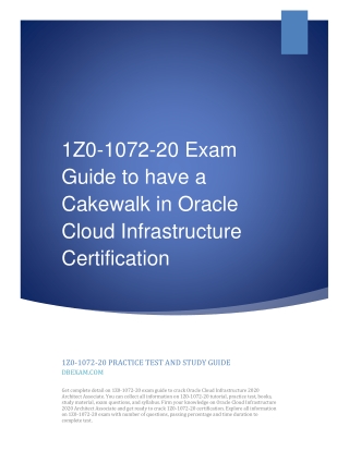 1Z0-1072-20 Exam Guide to have a Cakewalk in Oracle Cloud Infrastructure Certification