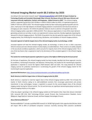 Infrared Imaging Market by Technology, Wavelength, Application, Vertical | COVID-19 Impact Analysis | MarketsandMarkets