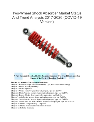 Two-Wheel Shock Absorber Market Status And Trend Analysis 2017-2026